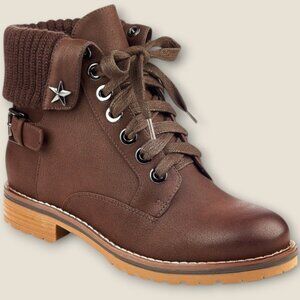 Tommy Hilfiger Women’s 6M Oranda 2 Brown Lace Up Hiking Boots Lug Sole NWOB